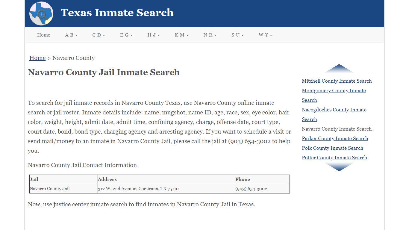 Navarro County Jail Inmate Search